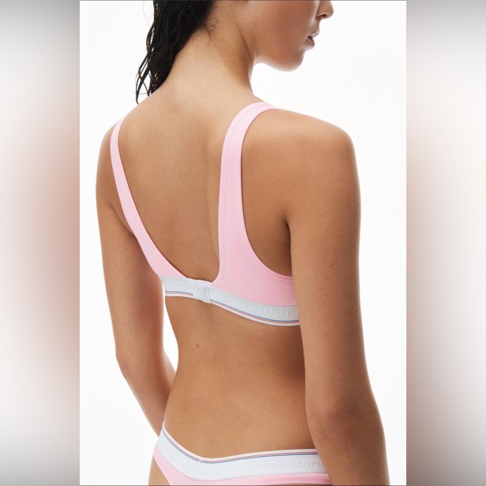 RARE Alexander Wang Women’s V-Neck Bralette Light Pink - Picture 3 of 5